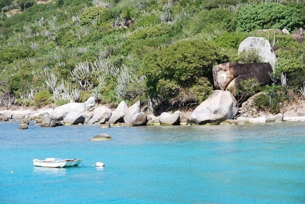 Felsen Strand Boot Virgin Gorda Karibik