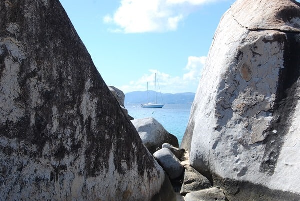 Felsenstrand Segelboot The Baths Virgin Gorda British Virgin Islands