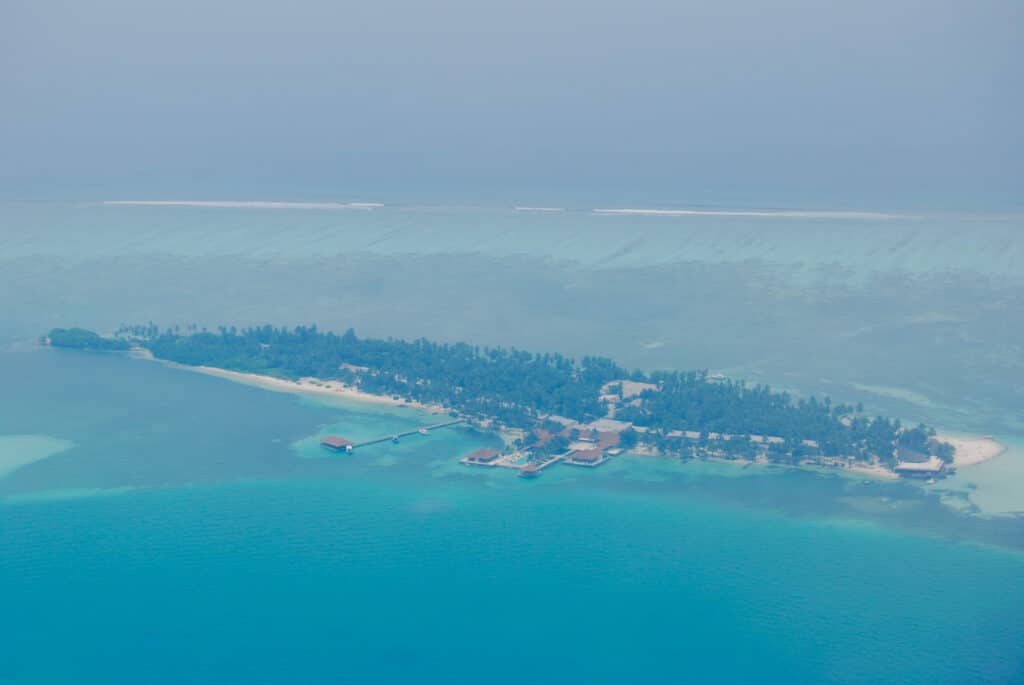 Malediven Insel Farukolhufushi Luftaufnahme